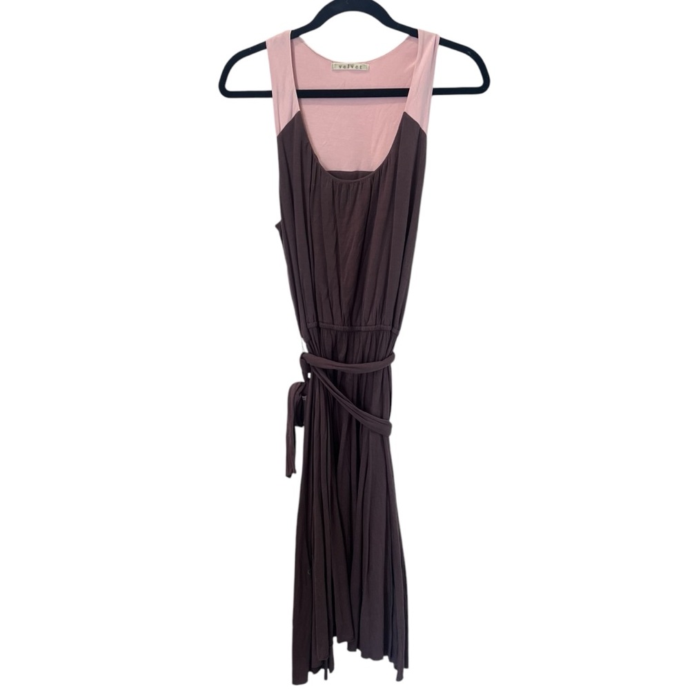 Velvet‎ Pink and Brown Midi Belted Tank  Dress Size Medium
